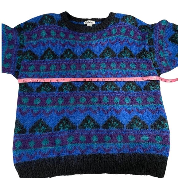 Vintage Gallagher Mohair Blend Geometric Sweater Women's Size Small 80s 90s - Picture 10 of 13